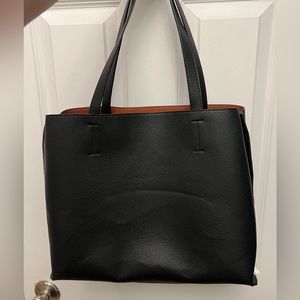 Faux Leather Tote with Zipper